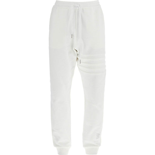 Thom Browne white cotton sweatpants with 4 stripes