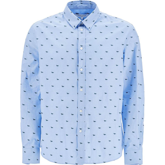 Maison Kitsune light blue casual cotton shirt with print Shirts Maison Kitsune