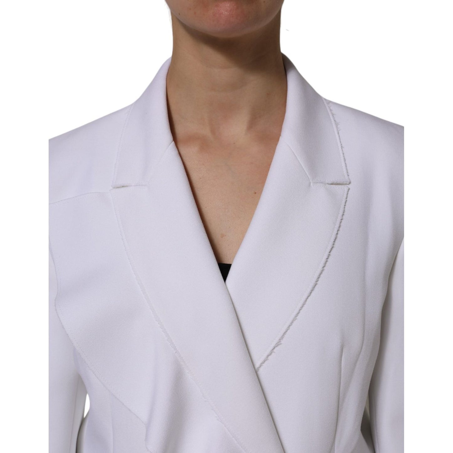MSGM White Polyester Long Sleeves Ruffled Wrap Jacket 1728,67345645728,Clothing,Coats - Jackets & Coats - Clothing,IT46|XL,Jackets & Coats - Clothing,Jackets & Coats - Women - Clothing,Material: 84% Polyester 10% Viscose 6% Elastane,MSGM,New with tags,Whi