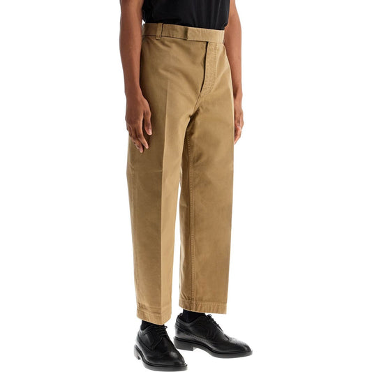 Thom Browne camel cotton chino pants with tricolor ribbon Trousers Thom Browne Sienna