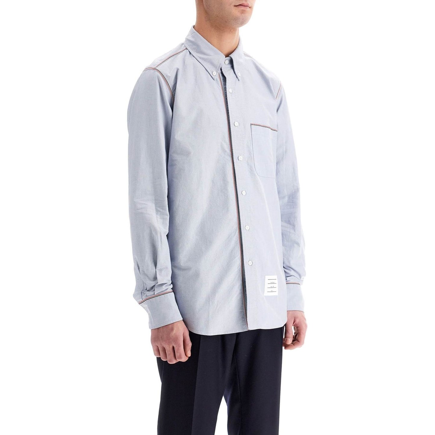 Thom Browne button-down shirt with gros-grain trim