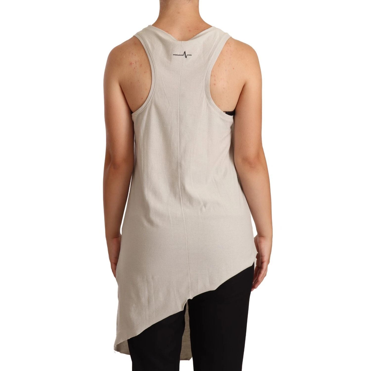 Max Mara Light Gray 100% Cotton Sleeveless Razor Back Tank Top