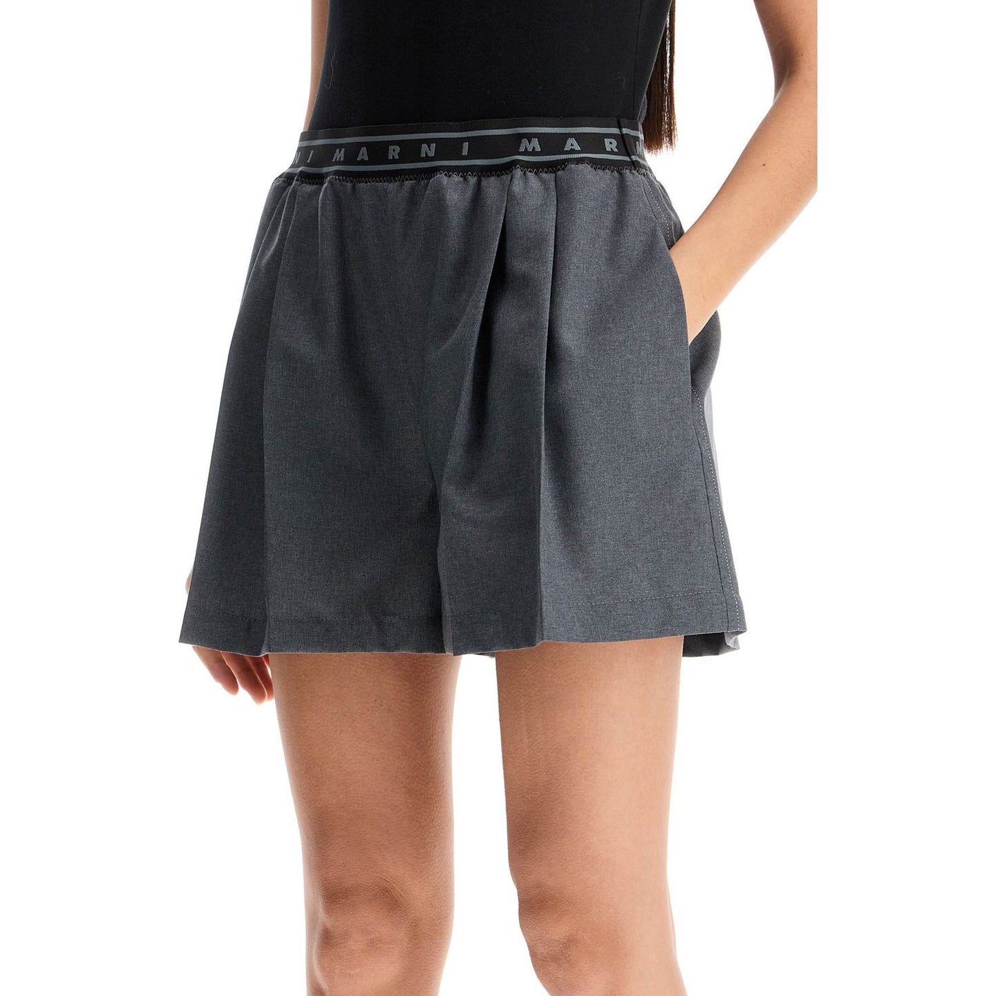 Marni pleated shorts with branded band Short trousers Marni