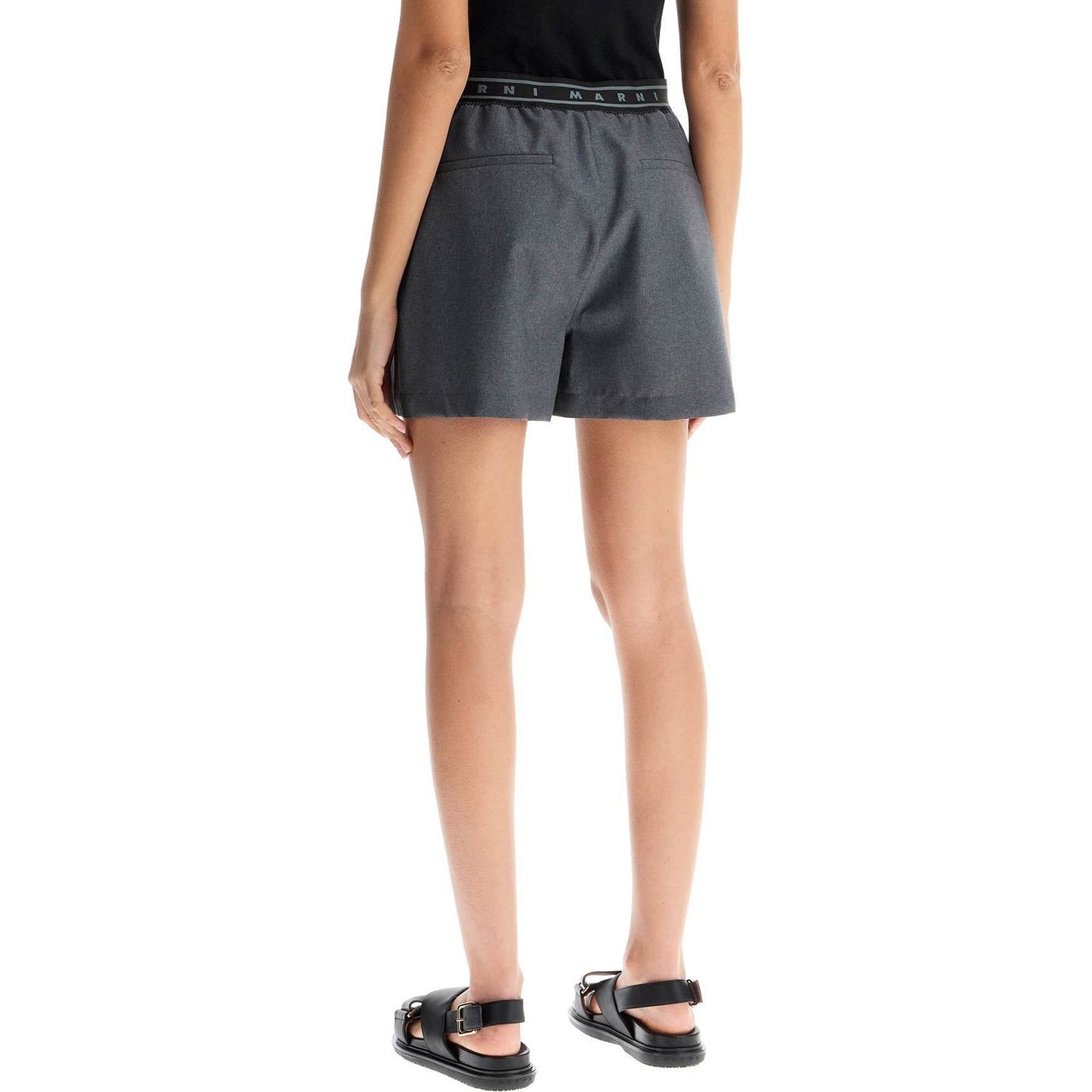 Marni pleated shorts with branded band Short trousers Marni