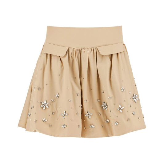 Self-Portrait Self Portrait 'poplin mini skirt with crystal