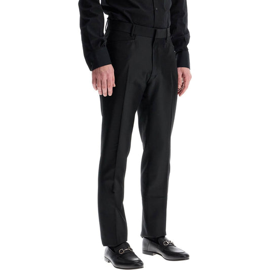 Tom Ford men's black wool and silk regular fit trousers made in italy Trousers Tom Ford Black