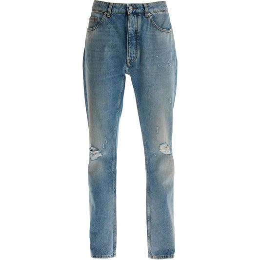 Palm Angels straight leg monogram print jeans