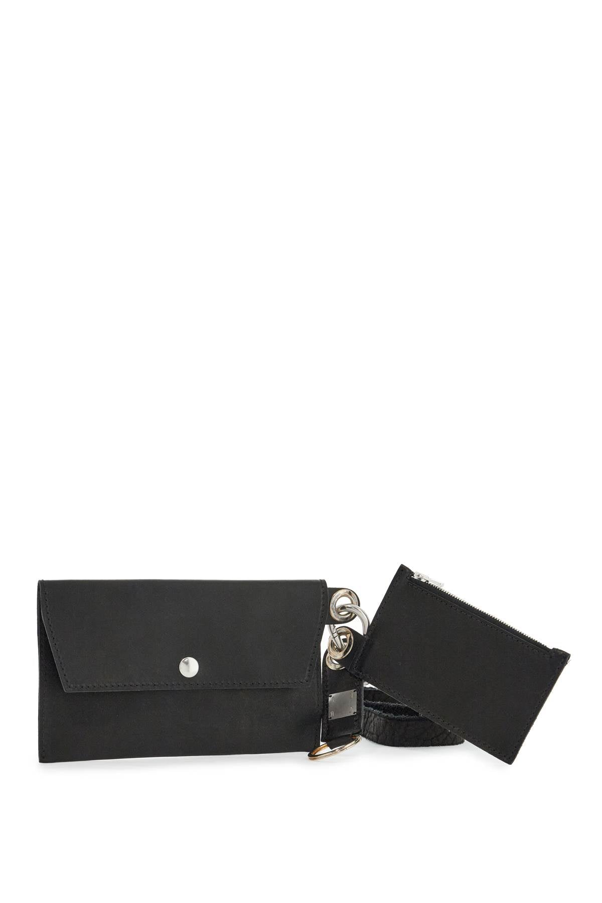 Guidi black kangaroo leather card and phone holder with shoulder strap Small Leather Goods Guidi