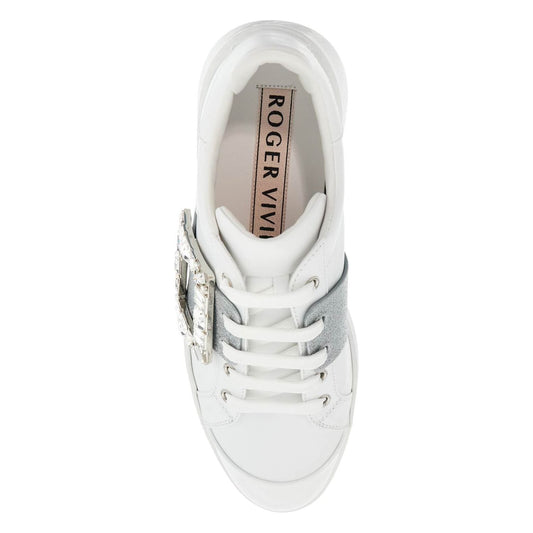 Roger Vivier white viv skate sneakers with rhinestone buckles Sneakers Roger Vivier