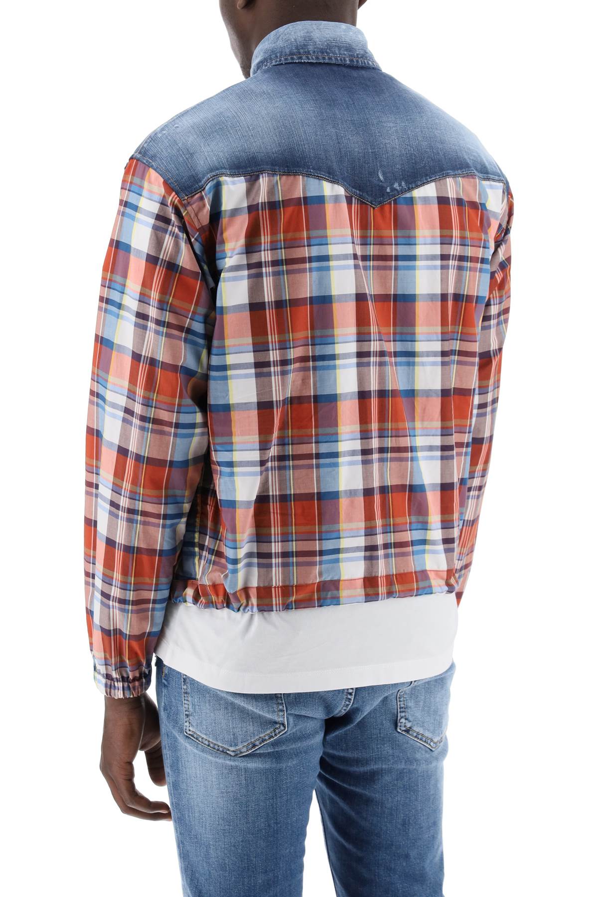 Dsquared2 Dsquared2 plaid western shirt with denim inserts