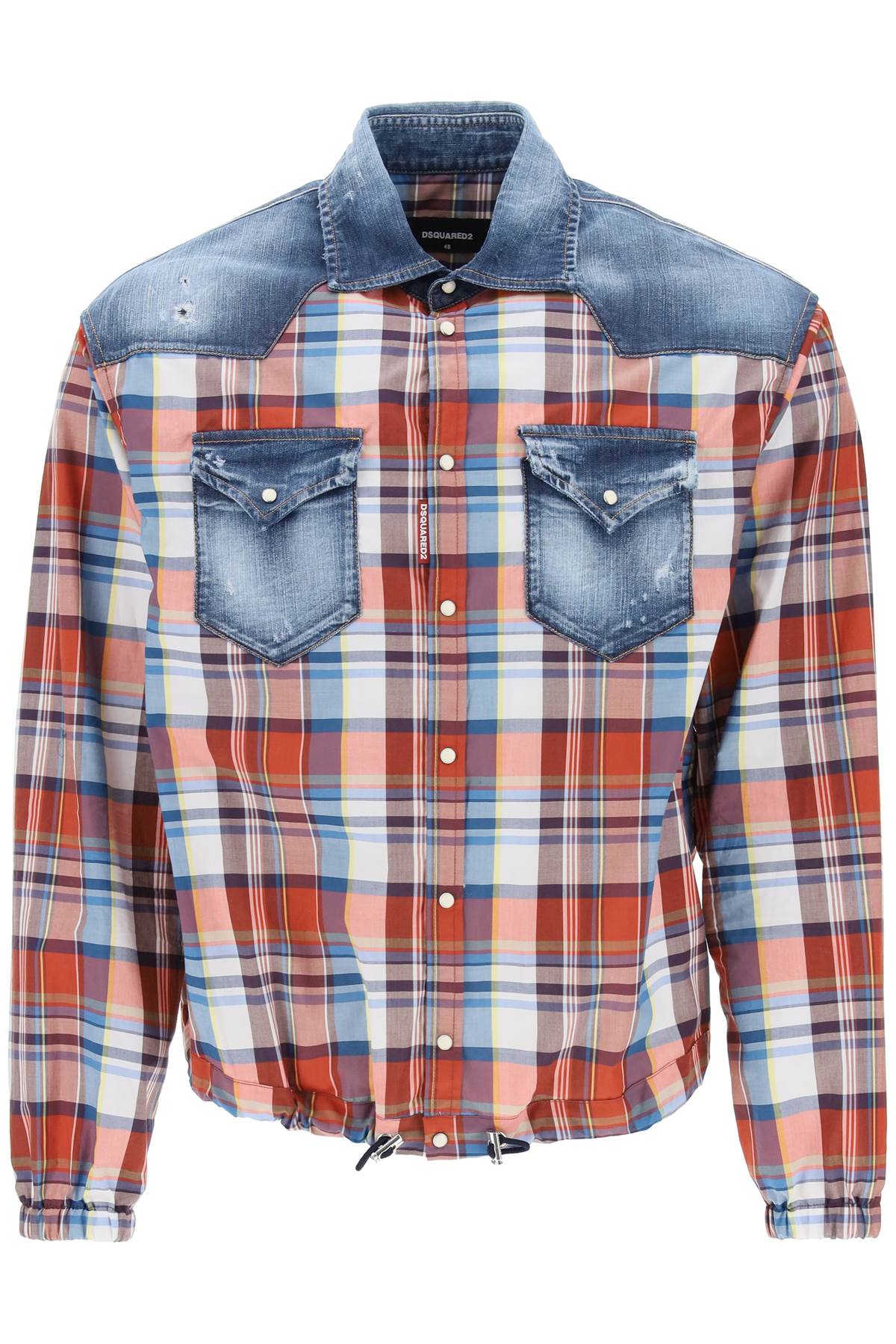 Dsquared2 Dsquared2 plaid western shirt with denim inserts