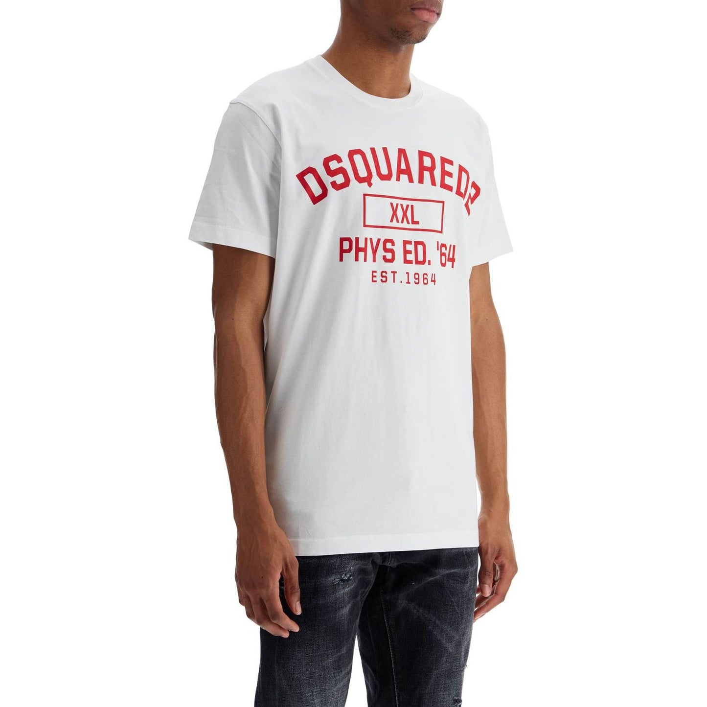 Dsquared2 white cotton t-shirt with phys ed. '64 logo Topwear Dsquared2