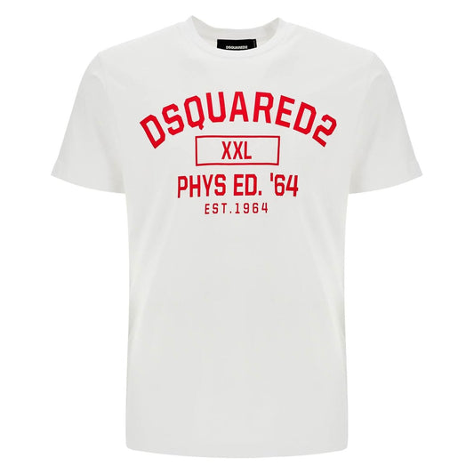 Dsquared2 white cotton t-shirt with phys ed. '64 logo Topwear Dsquared2