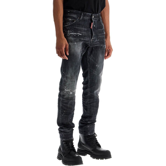 Dsquared2 black cotton jeans with white paint splatters Jeans Dsquared2