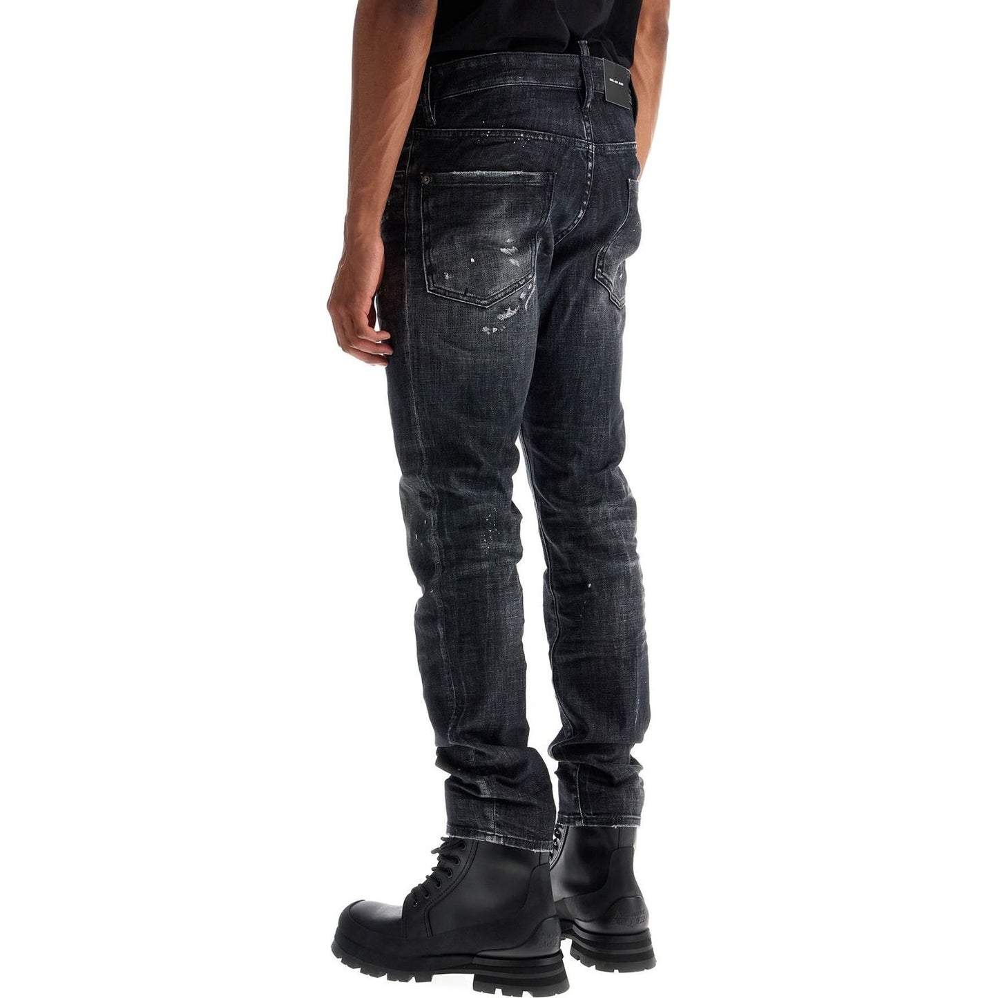 Dsquared2 black cotton jeans with white paint splatters Jeans Dsquared2