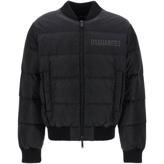 Dsquared2 shiny black cropped padded bomber jacket in polyamide Jackets Dsquared2