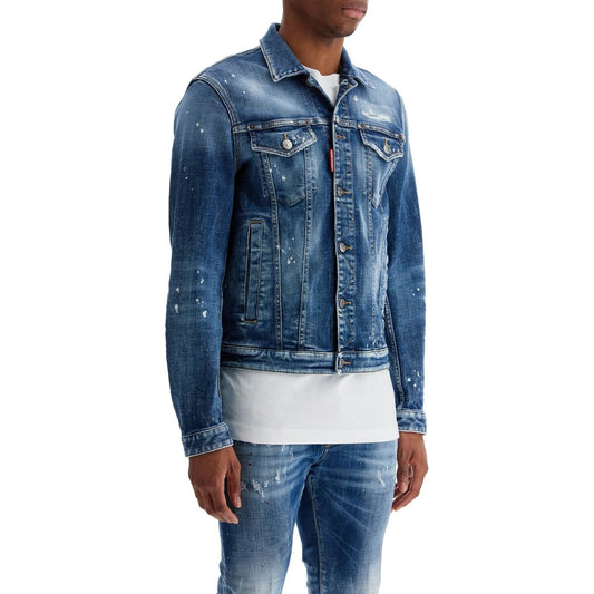 Dsquared2 navy blue vintage look cotton denim jacket