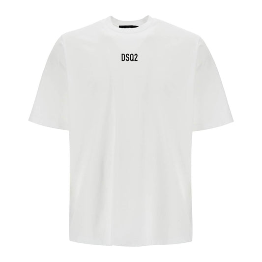 Dsquared2 white cotton t-shirt with dsq2 logo Topwear Dsquared2