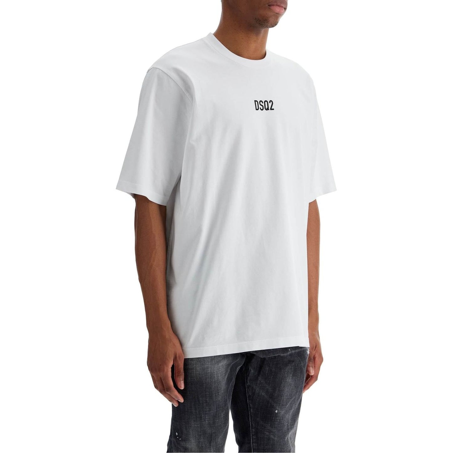 Dsquared2 white cotton t-shirt with dsq2 logo Topwear Dsquared2