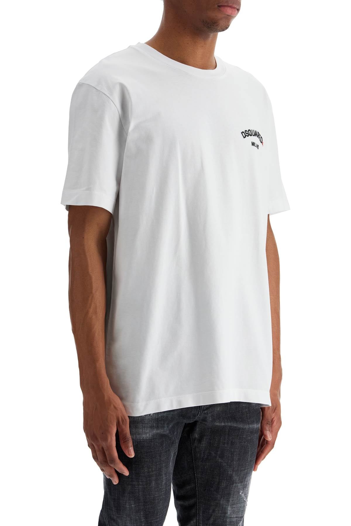 Dsquared2 white cotton t-shirt with embroidered logo Topwear Dsquared2