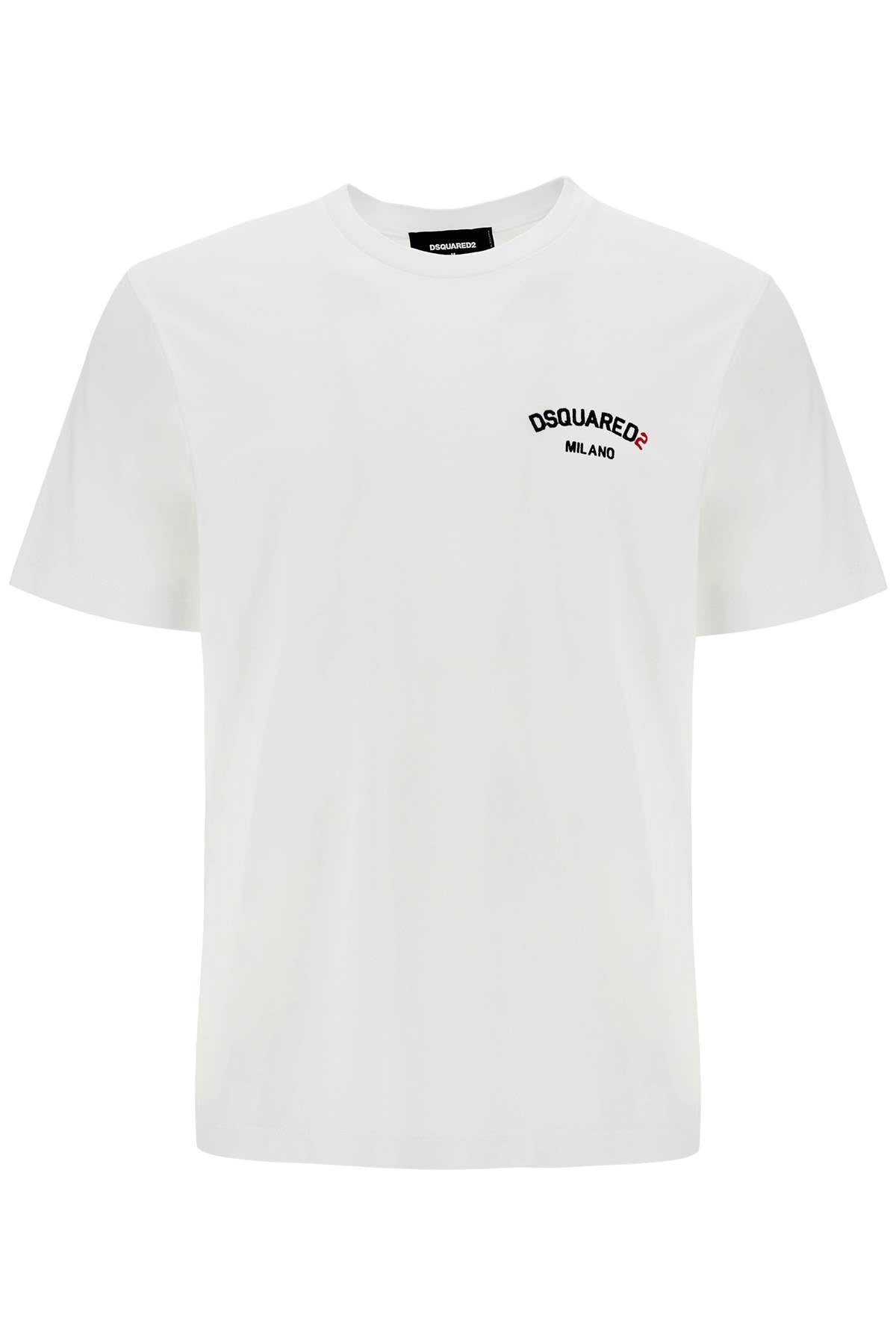 Dsquared2 white cotton t-shirt with embroidered logo Topwear Dsquared2