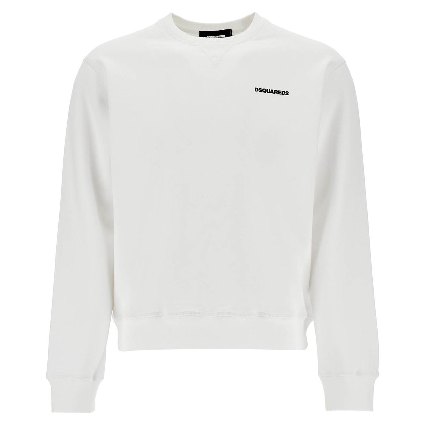 Dsquared2 white crew neck sweatshirt in cotton with embroidered logo Topwear Dsquared2