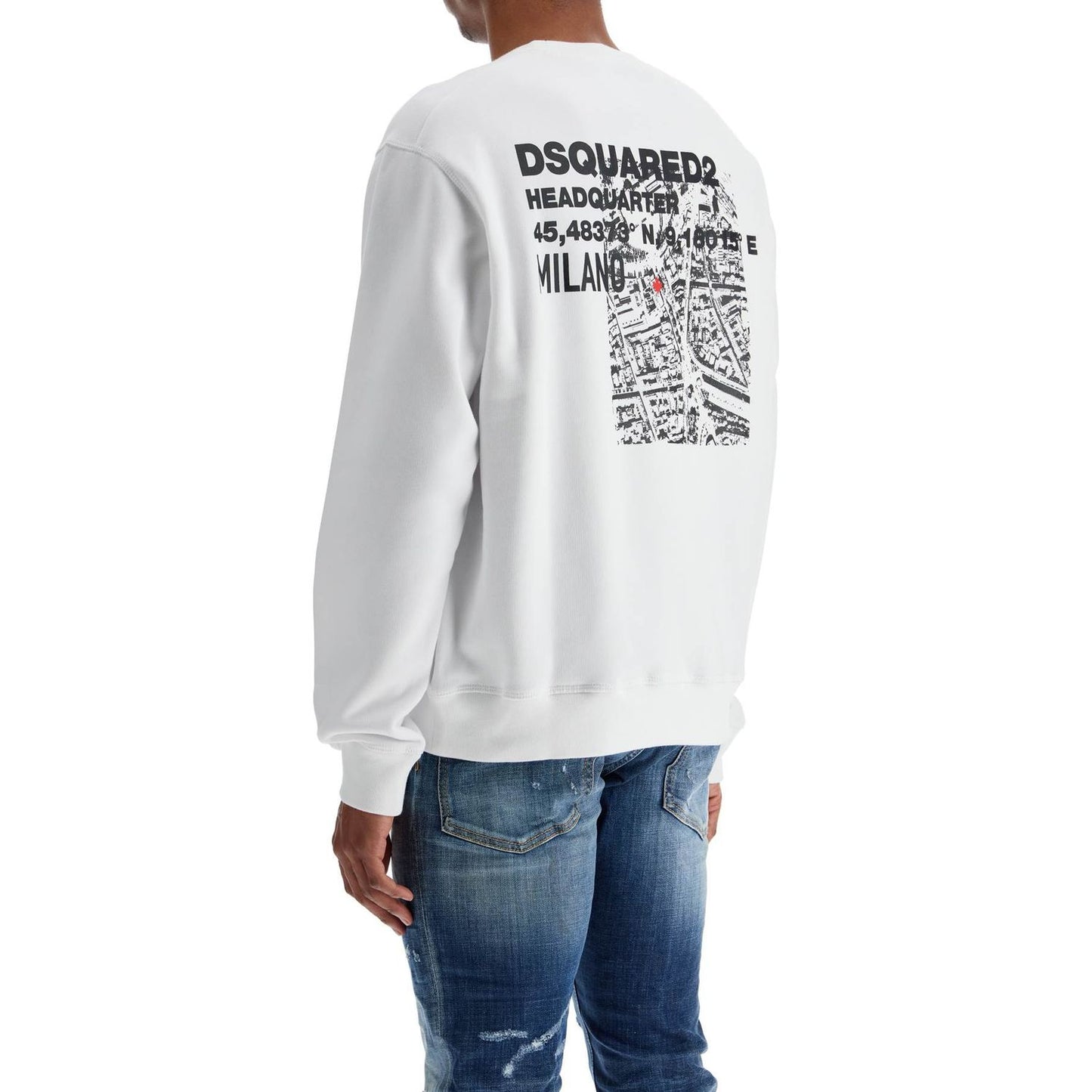 Dsquared2 white crew neck sweatshirt in cotton with embroidered logo Topwear Dsquared2