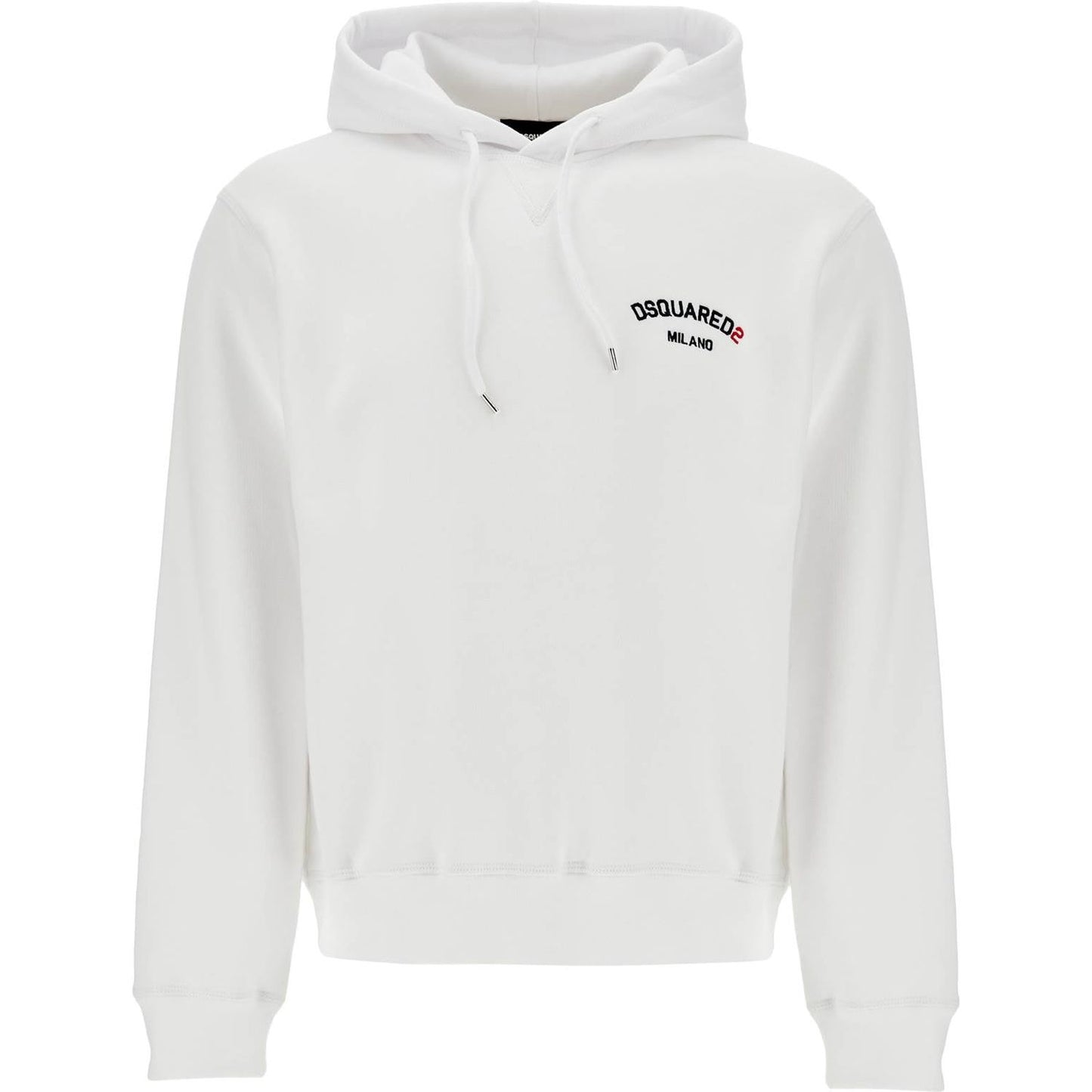 Dsquared2 white cotton hoodie with embroidered logo Topwear Dsquared2