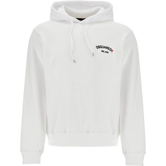 Dsquared2 white cotton hoodie with embroidered logo