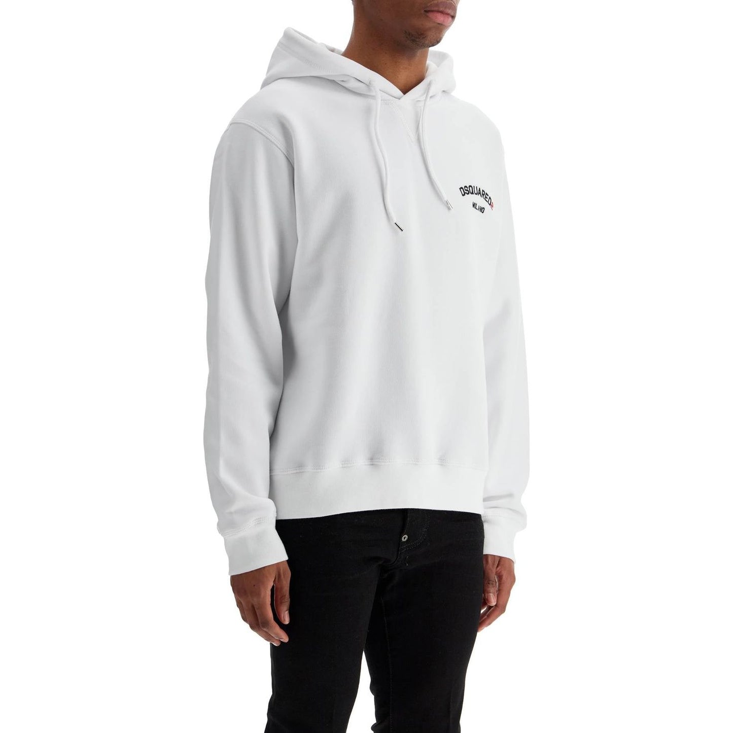 Dsquared2 white cotton hoodie with embroidered logo Topwear Dsquared2