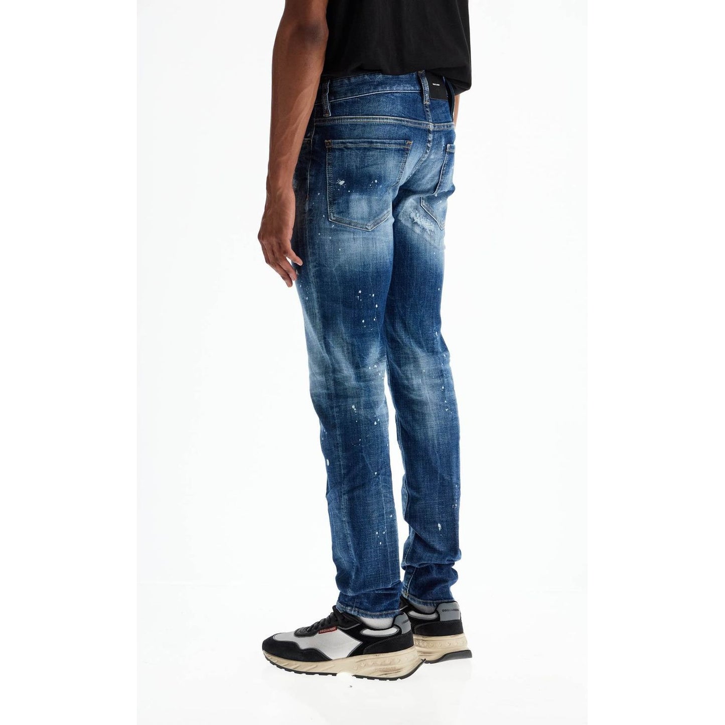 Dsquared2 navy blue vintage effect cotton jeans with visible logo Jeans Dsquared2