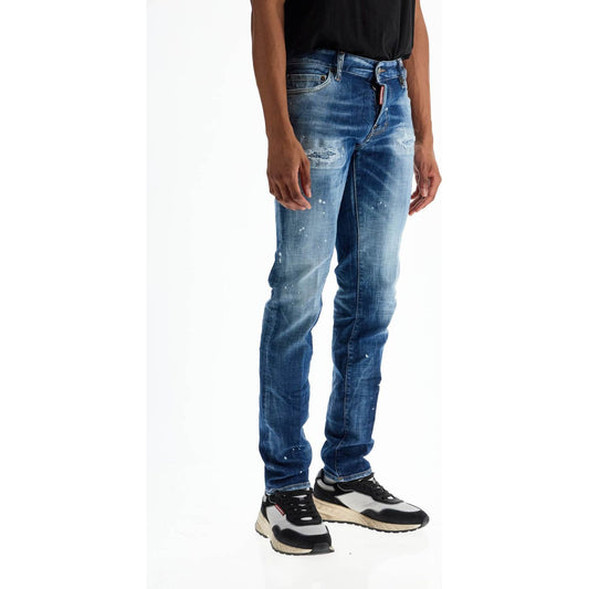 Dsquared2 navy blue vintage effect cotton jeans with visible logo Jeans Dsquared2