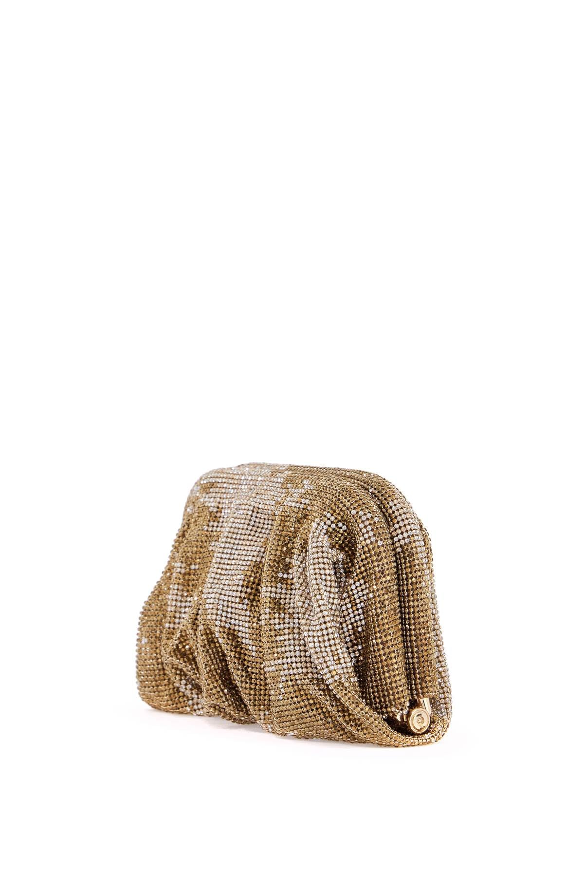 Benedetta Bruzziches compact bag in sparkling gold rhinestone mesh with hook closure Clutches Benedetta Bruzziches