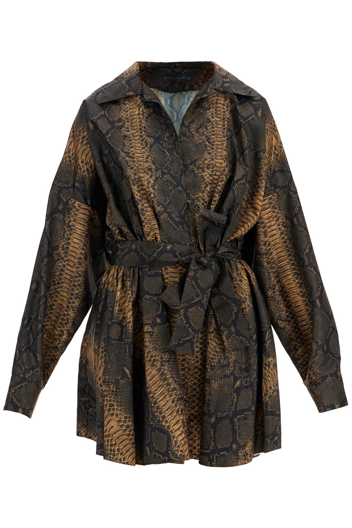 Norma Kamali brown snake print oversized mini dress Dresses Norma Kamali