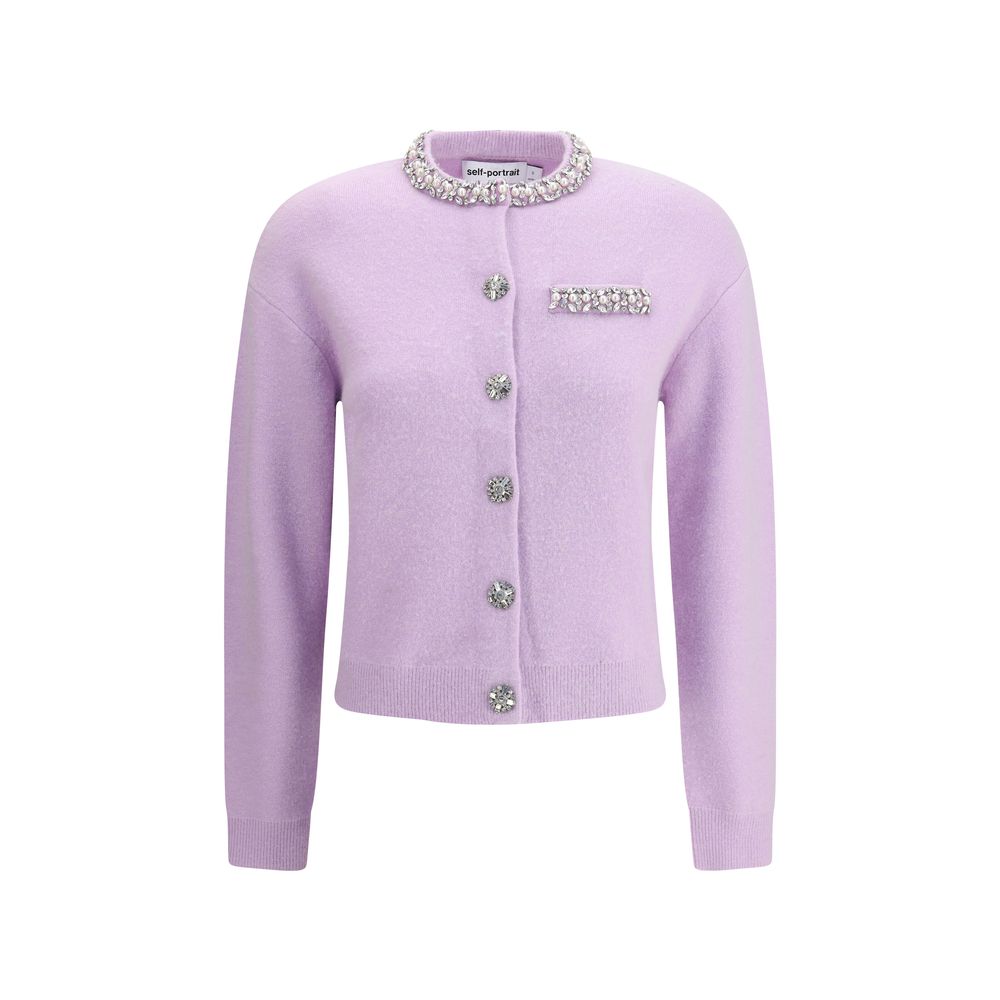 Self-Portrait Purple Viscose Cardigan Self-Portrait