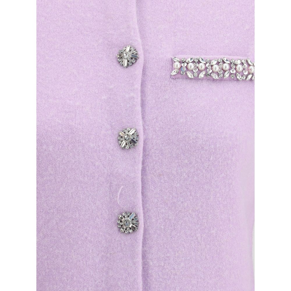 Self-Portrait Purple Viscose Cardigan Self-Portrait