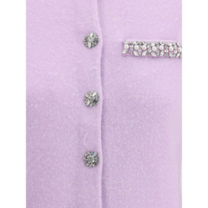 Self-Portrait Purple Viscose Cardigan Self-Portrait