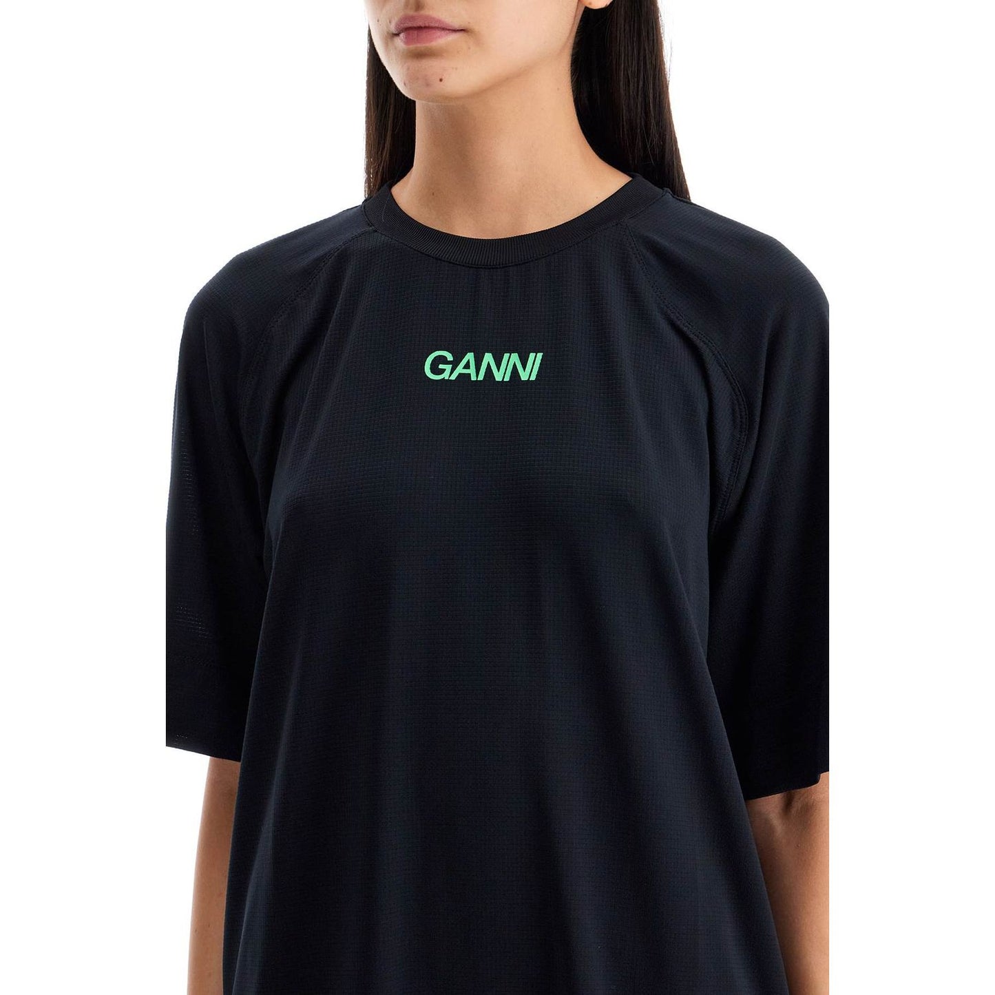 Ganni sporty mesh t-shirt for women Topwear Ganni