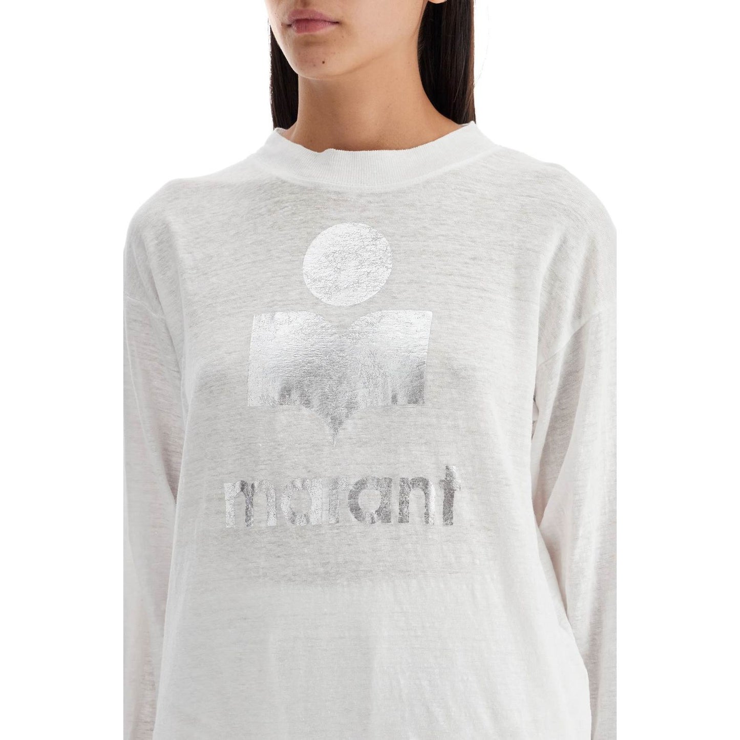 Isabel Marant Etoile klowia t-shirt with metallic logo print Topwear Isabel Marant Etoile