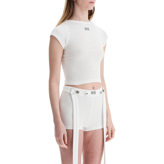 JEAN PAUL GAULTIER white cotton crop t-shirt with gaultier logo Topwear JEAN PAUL GAULTIER