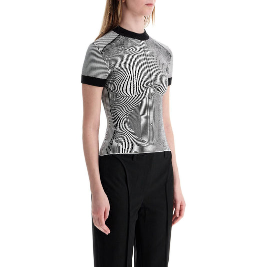 JEAN PAUL GAULTIER black and white striped viscose t-shirt Topwear JEAN PAUL GAULTIER