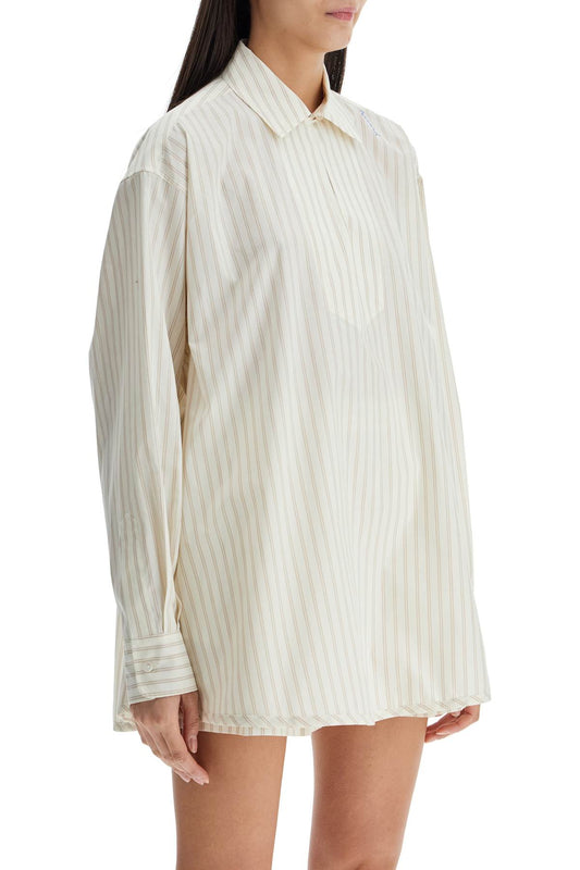 Marni ivory striped cotton top with embroidered logo Topwear Marni