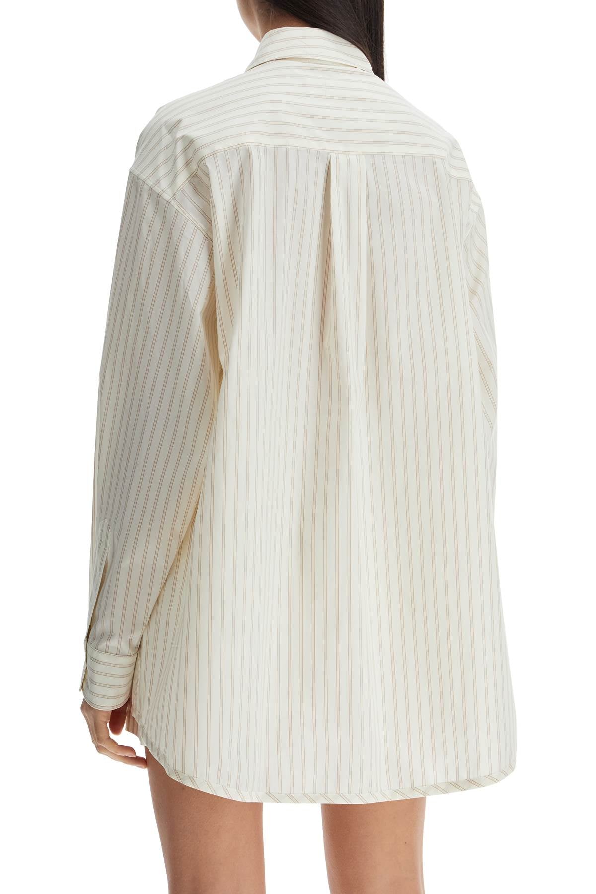 Marni ivory striped cotton top with embroidered logo Topwear Marni