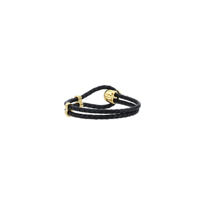 Versace Black Calf Leather Bos Taurus Bracelet Versace