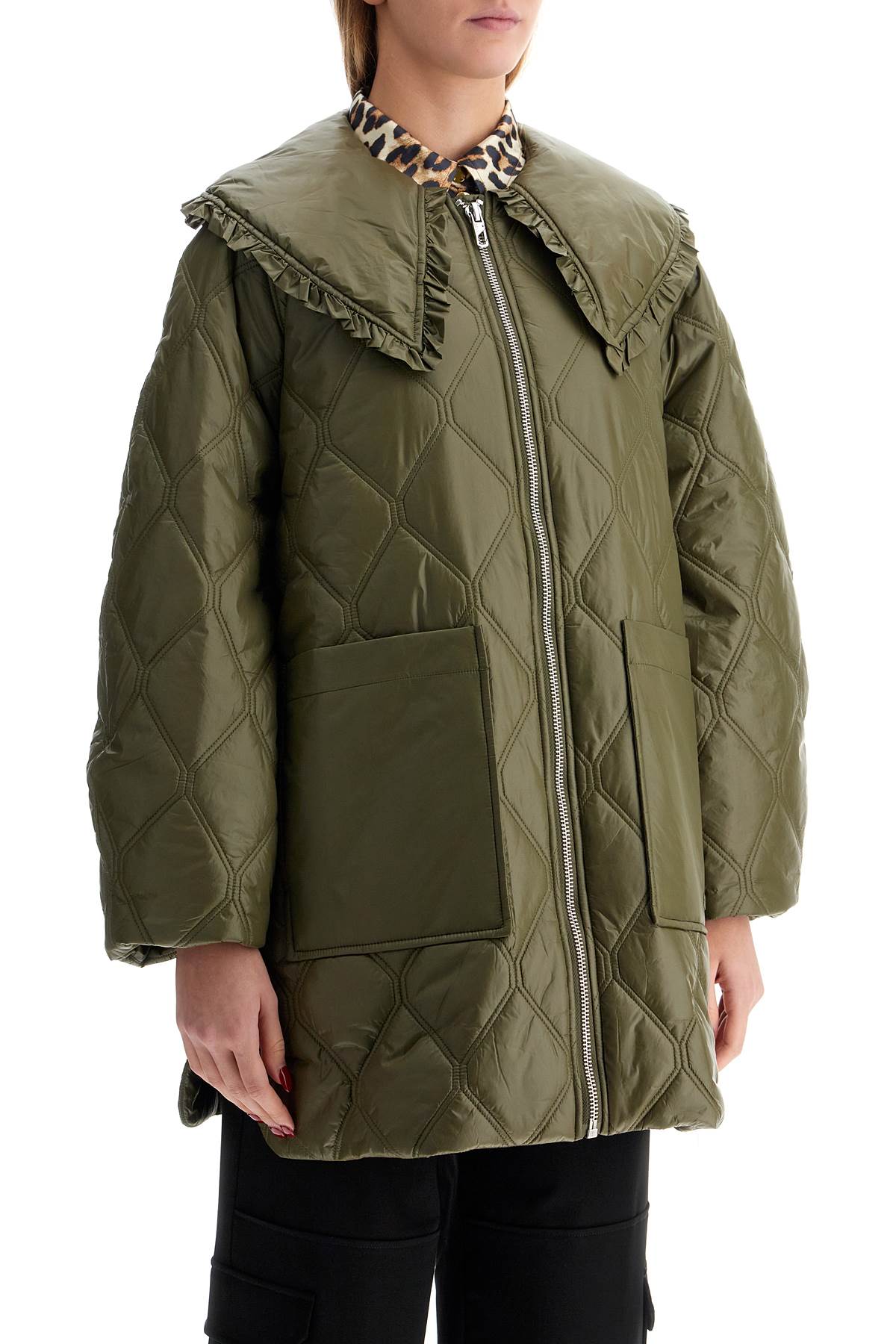 Ganni lightweight down jacket with oversized collar Jackets Ganni