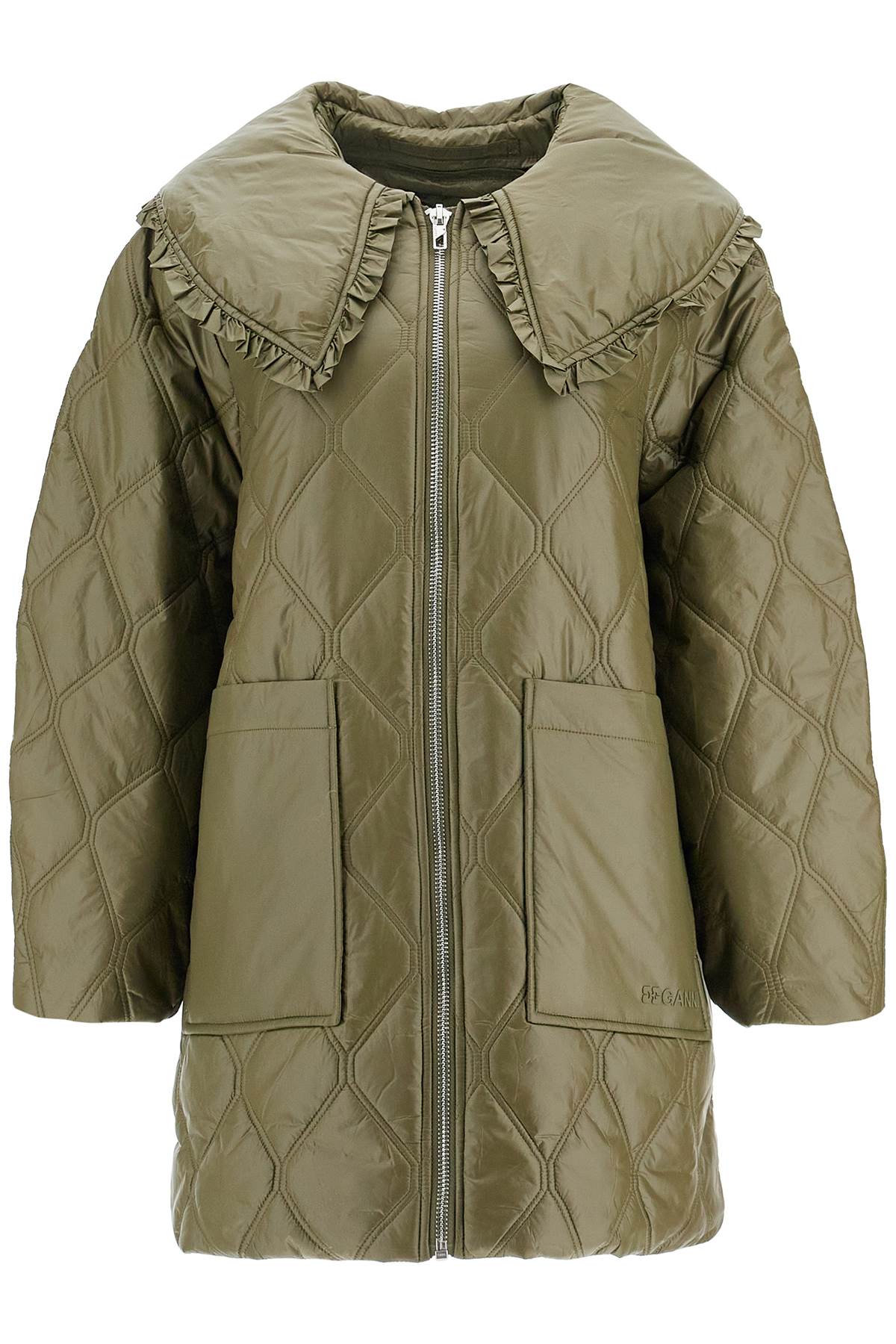 Ganni lightweight down jacket with oversized collar Jackets Ganni