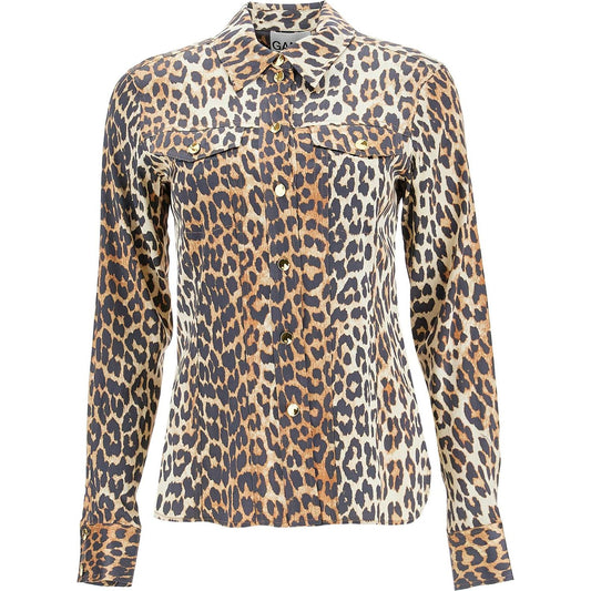 Ganni leopard print satin shirt Topwear Ganni