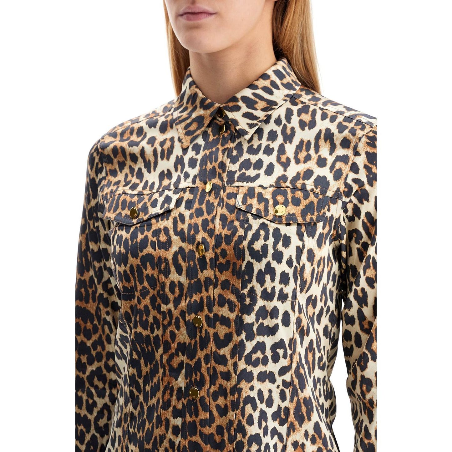 Ganni leopard print satin shirt Topwear Ganni