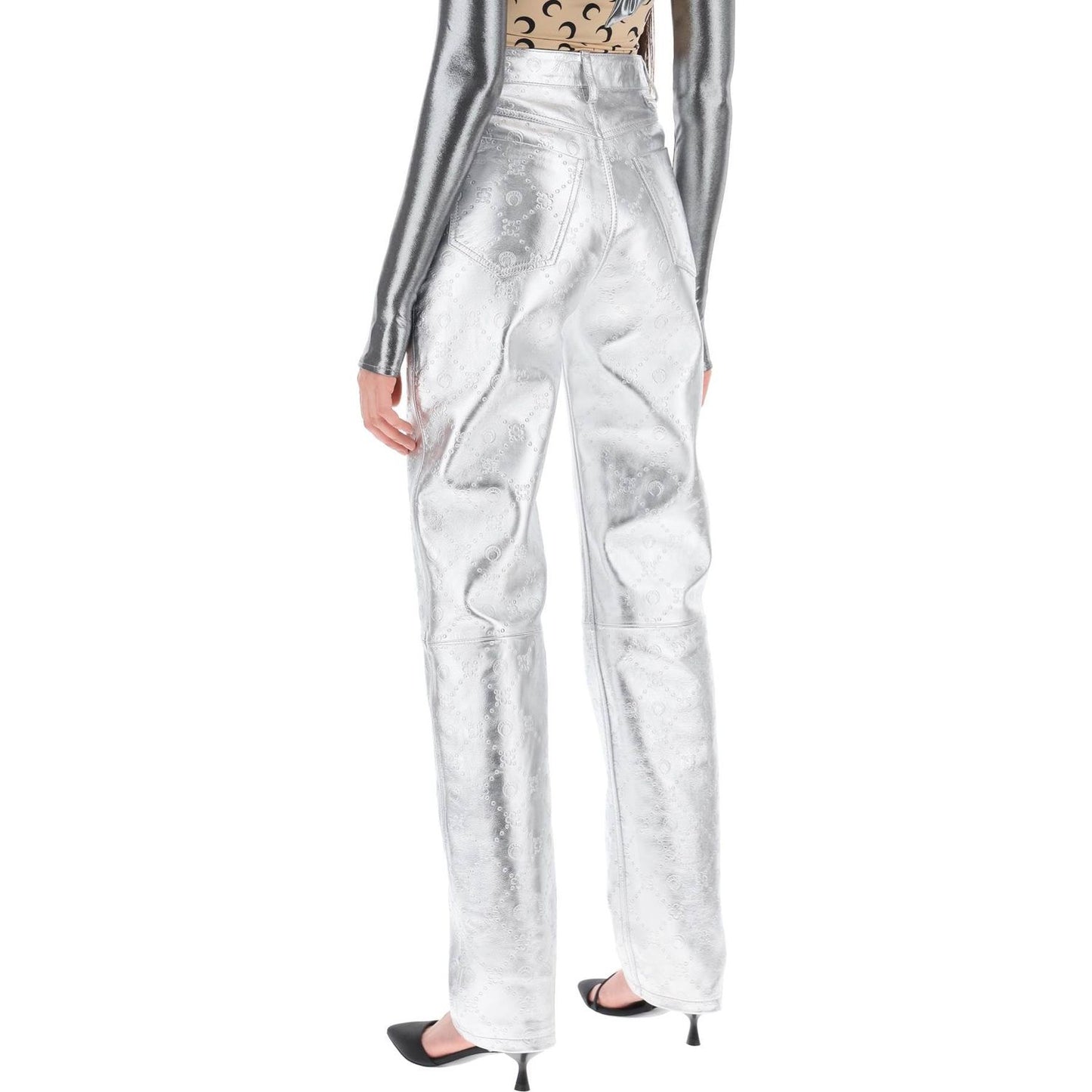 Marine Serre moonogram pants in laminated leather Trousers Marine Serre