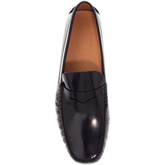 Tod'S men's black calfskin loafers with elegant insert and rubber sole Moccasins Tod'S